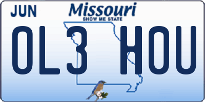 MO license plate OL3H0U