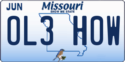 MO license plate OL3H0W