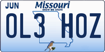 MO license plate OL3H0Z