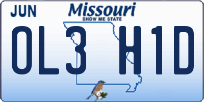 MO license plate OL3H1D