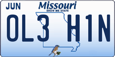 MO license plate OL3H1N