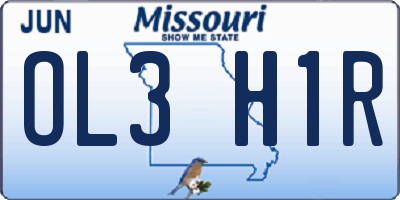 MO license plate OL3H1R