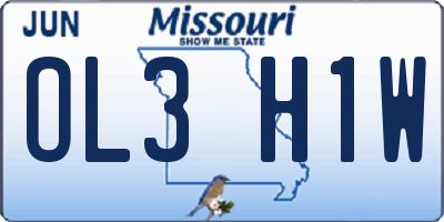 MO license plate OL3H1W