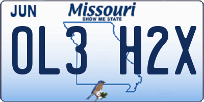 MO license plate OL3H2X