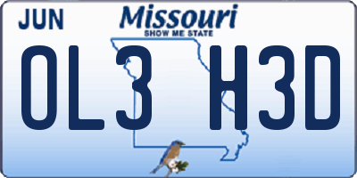 MO license plate OL3H3D