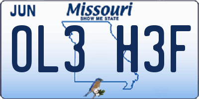 MO license plate OL3H3F