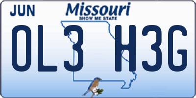 MO license plate OL3H3G