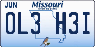 MO license plate OL3H3I