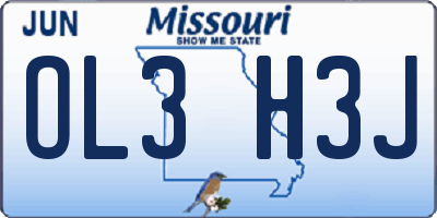 MO license plate OL3H3J