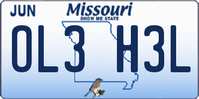 MO license plate OL3H3L