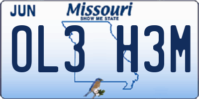 MO license plate OL3H3M