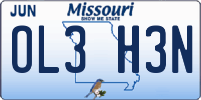 MO license plate OL3H3N