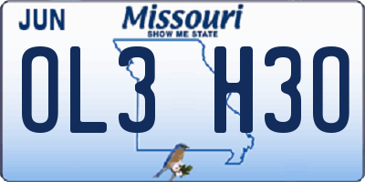 MO license plate OL3H3O