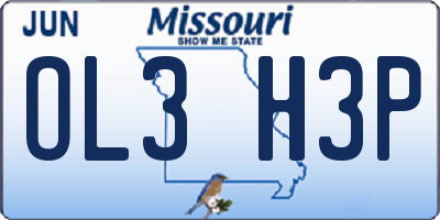 MO license plate OL3H3P