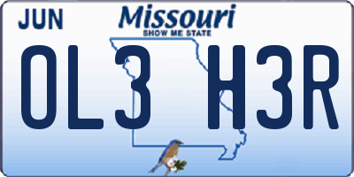 MO license plate OL3H3R
