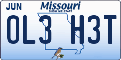 MO license plate OL3H3T