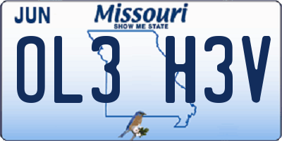 MO license plate OL3H3V