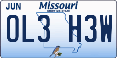 MO license plate OL3H3W