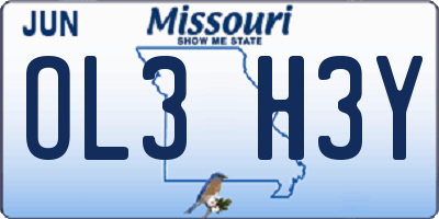 MO license plate OL3H3Y