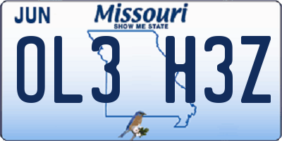 MO license plate OL3H3Z