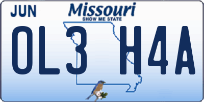 MO license plate OL3H4A