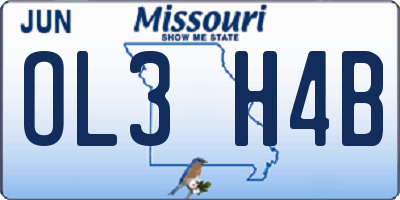 MO license plate OL3H4B