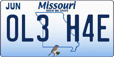 MO license plate OL3H4E