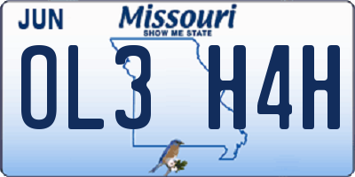 MO license plate OL3H4H