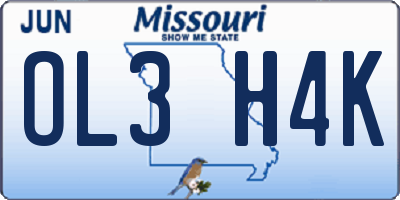 MO license plate OL3H4K