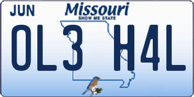 MO license plate OL3H4L