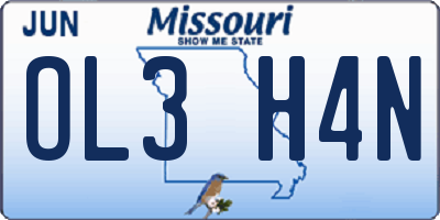 MO license plate OL3H4N