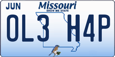 MO license plate OL3H4P