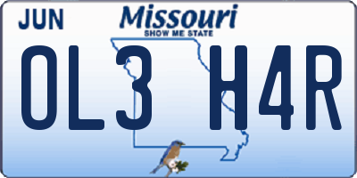 MO license plate OL3H4R