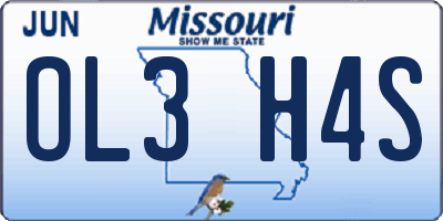MO license plate OL3H4S