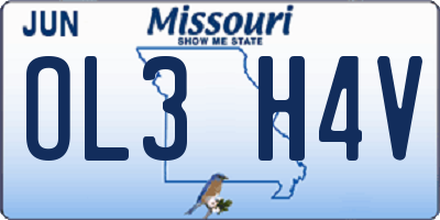 MO license plate OL3H4V