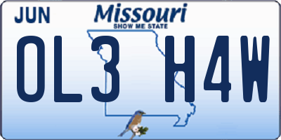 MO license plate OL3H4W