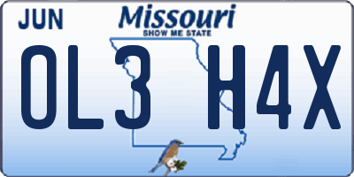 MO license plate OL3H4X