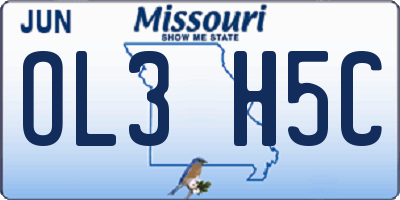 MO license plate OL3H5C