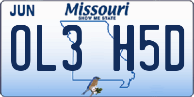 MO license plate OL3H5D