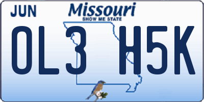 MO license plate OL3H5K