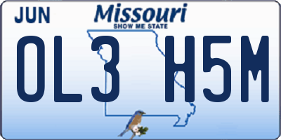 MO license plate OL3H5M