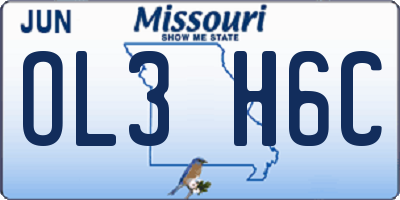 MO license plate OL3H6C