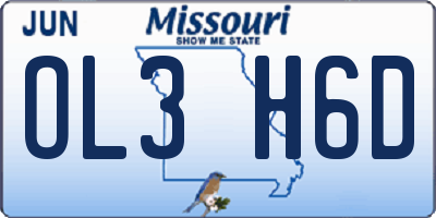 MO license plate OL3H6D