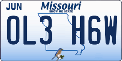 MO license plate OL3H6W