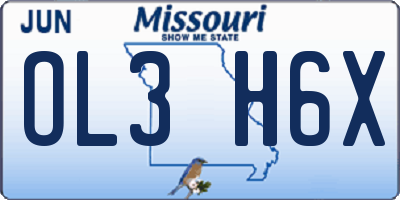MO license plate OL3H6X
