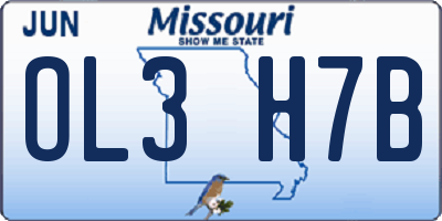 MO license plate OL3H7B