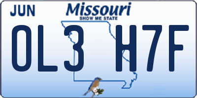 MO license plate OL3H7F