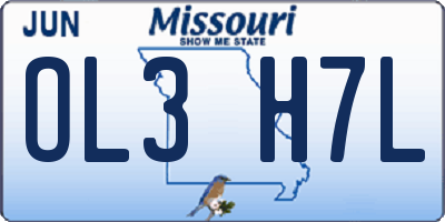 MO license plate OL3H7L