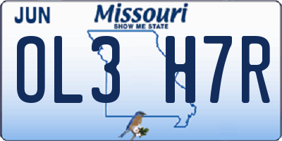 MO license plate OL3H7R