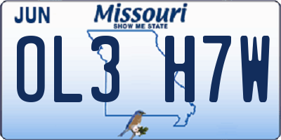 MO license plate OL3H7W